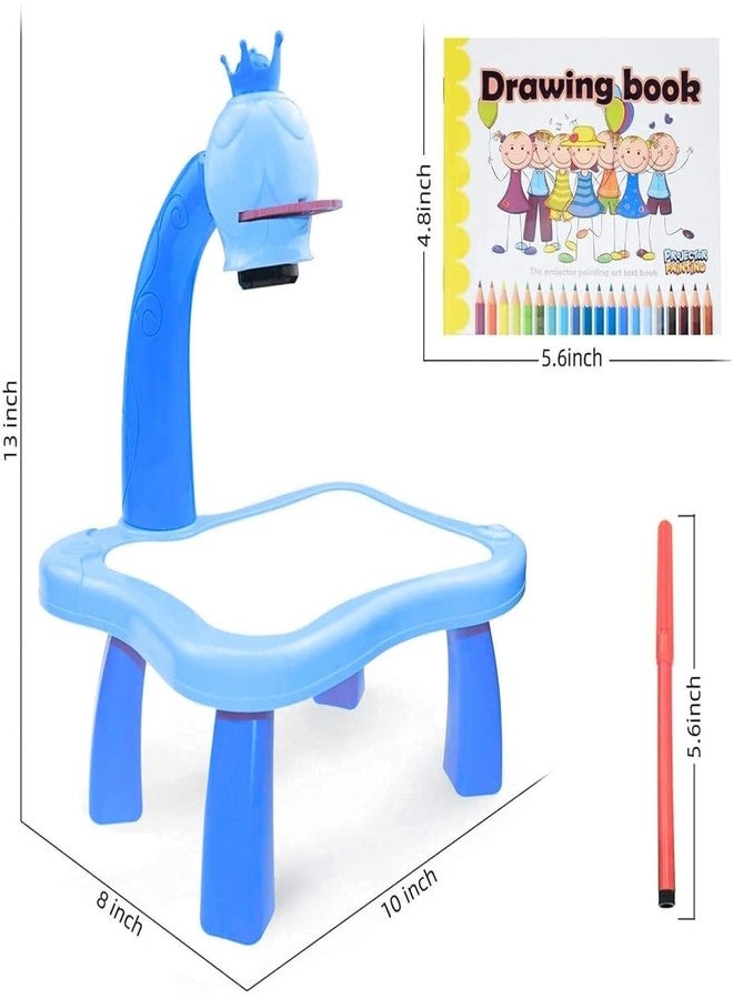 Braintastic Kids Projector Drawing Table with Light & Music | Educational Art & Tracing Toy with Patterns and Color Pens | for 3+ Years Boys & Girls (Blue) - Image 2
